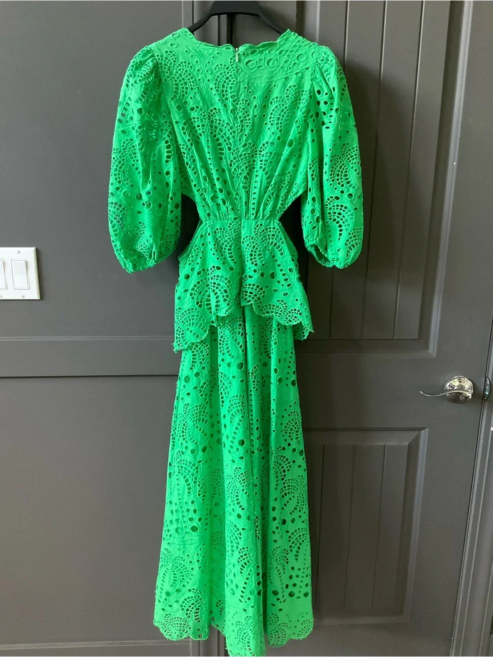 FARM Rio Vibrant Richeliu Eyelet Maxi Dress with Puff Sleeves - Picture 3 of 13